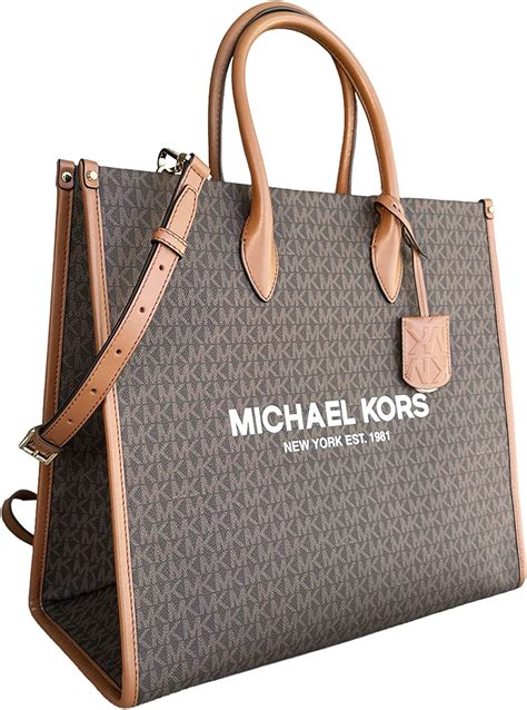 michael michael kors signature tote brown|Michael Kors embossed tote.